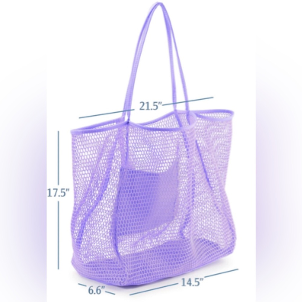 HOXIS Mesh Beach Tote Women's Shoulder Bag LG Minimalist Purse Handbag Purple 💜 - Picture 4 of 8